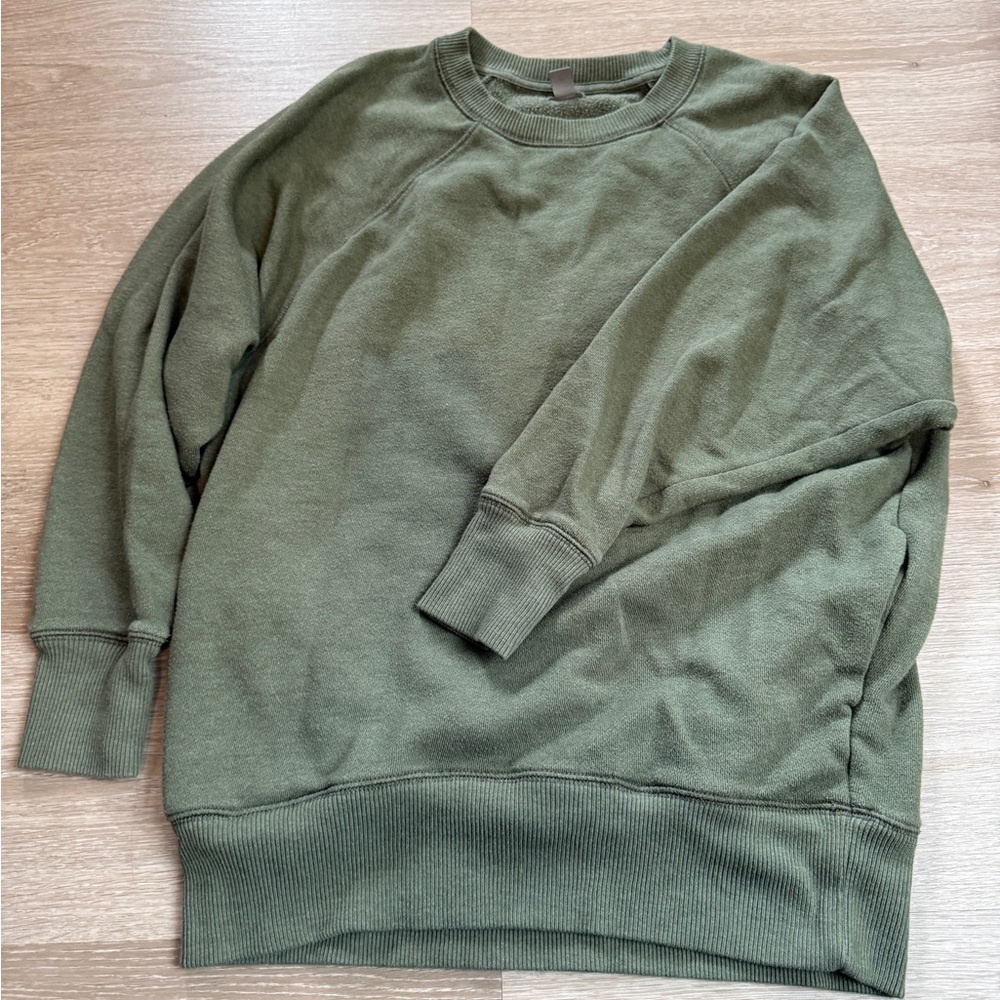 Aerie Olive Crewneck Sweater oversized XS